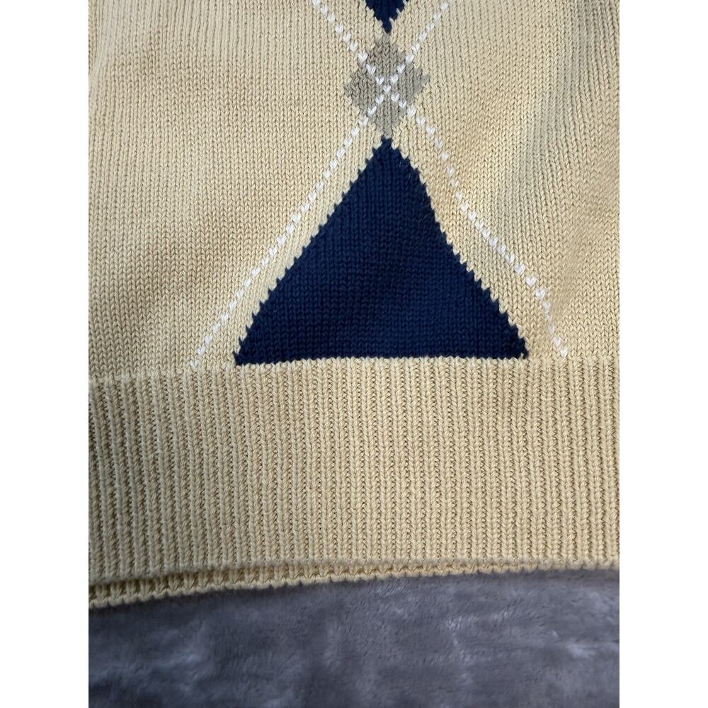 Tasso Elba Golf V-Neck Argyle Cotton Knit Sweater Mens Large Tan/Navy‎ Pattern - Picture 4 of 5